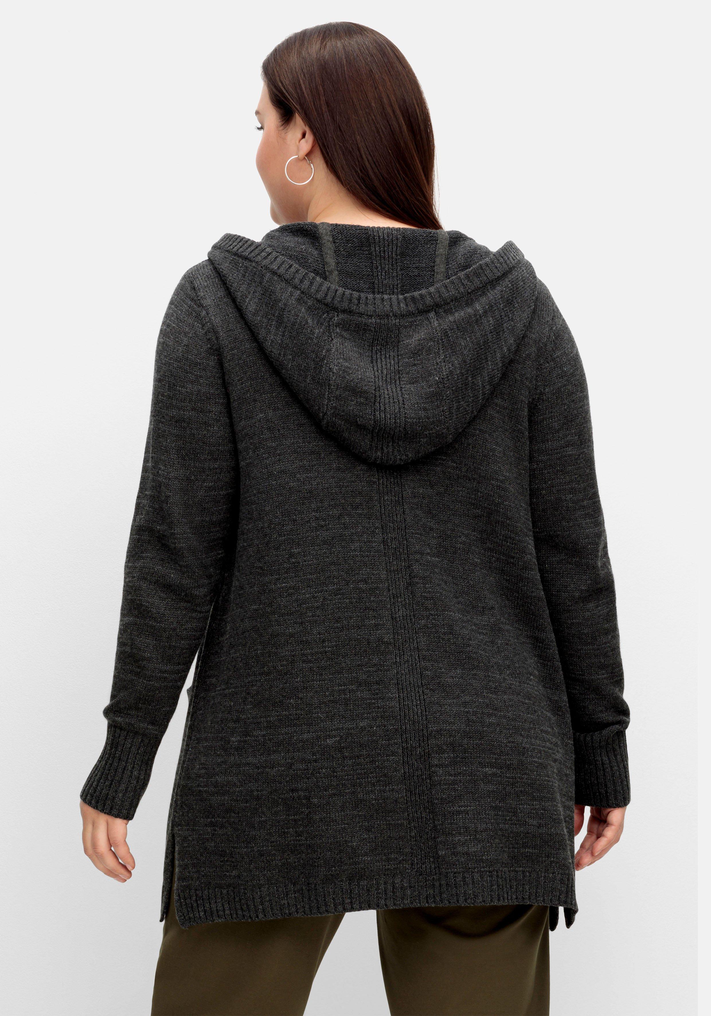 Kapuzenstrickjacke mit Wolle und Kaschmir
