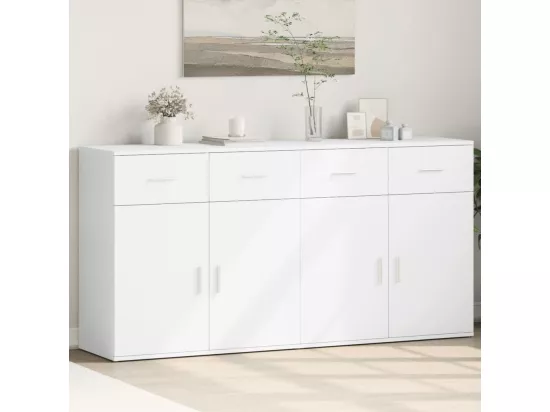 Buffets 2 pcs blanc 79x38x80 cm bois d’ingénierie