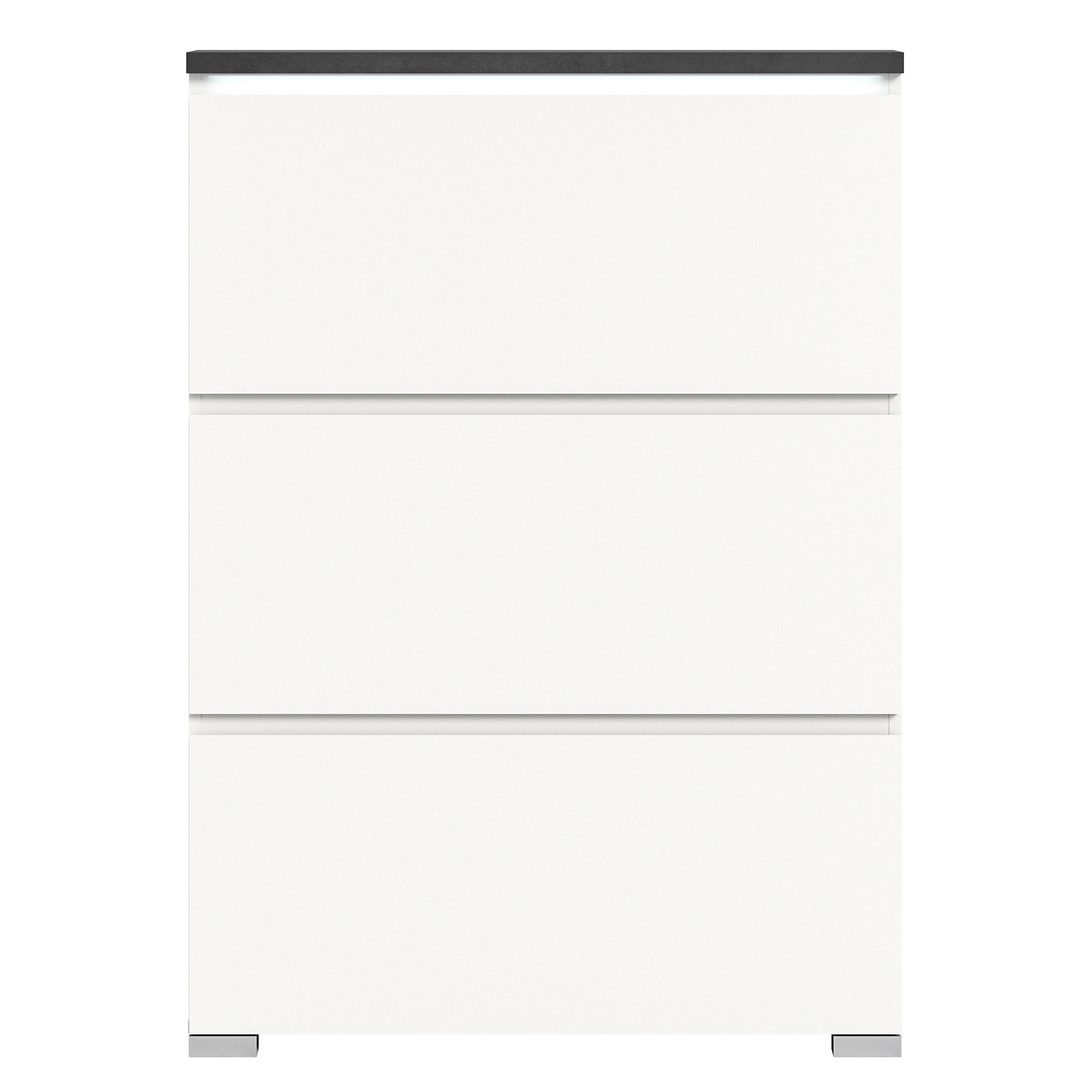 Schuhschrank SHOELOVE - weiß-Industrial grau - 130 cm hoch