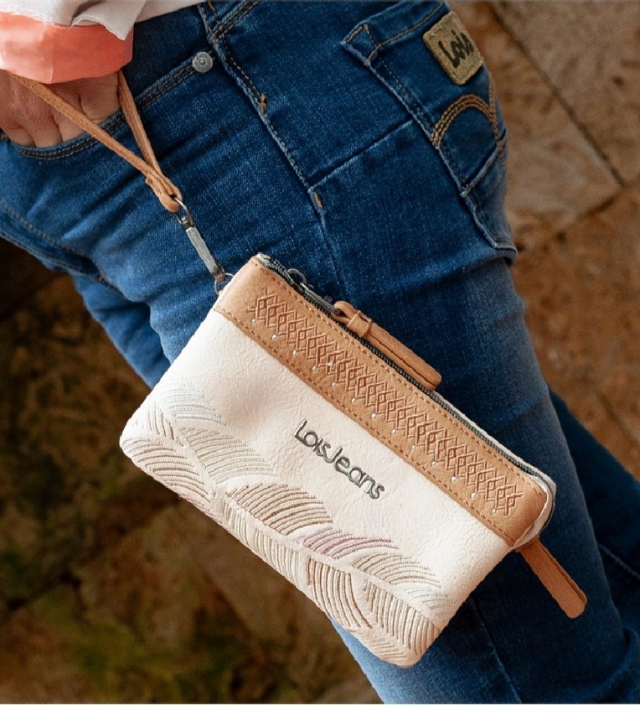 Lois Monedero Triple Galatea Bege, Marrom - 17,5 x 11 x 4 cm