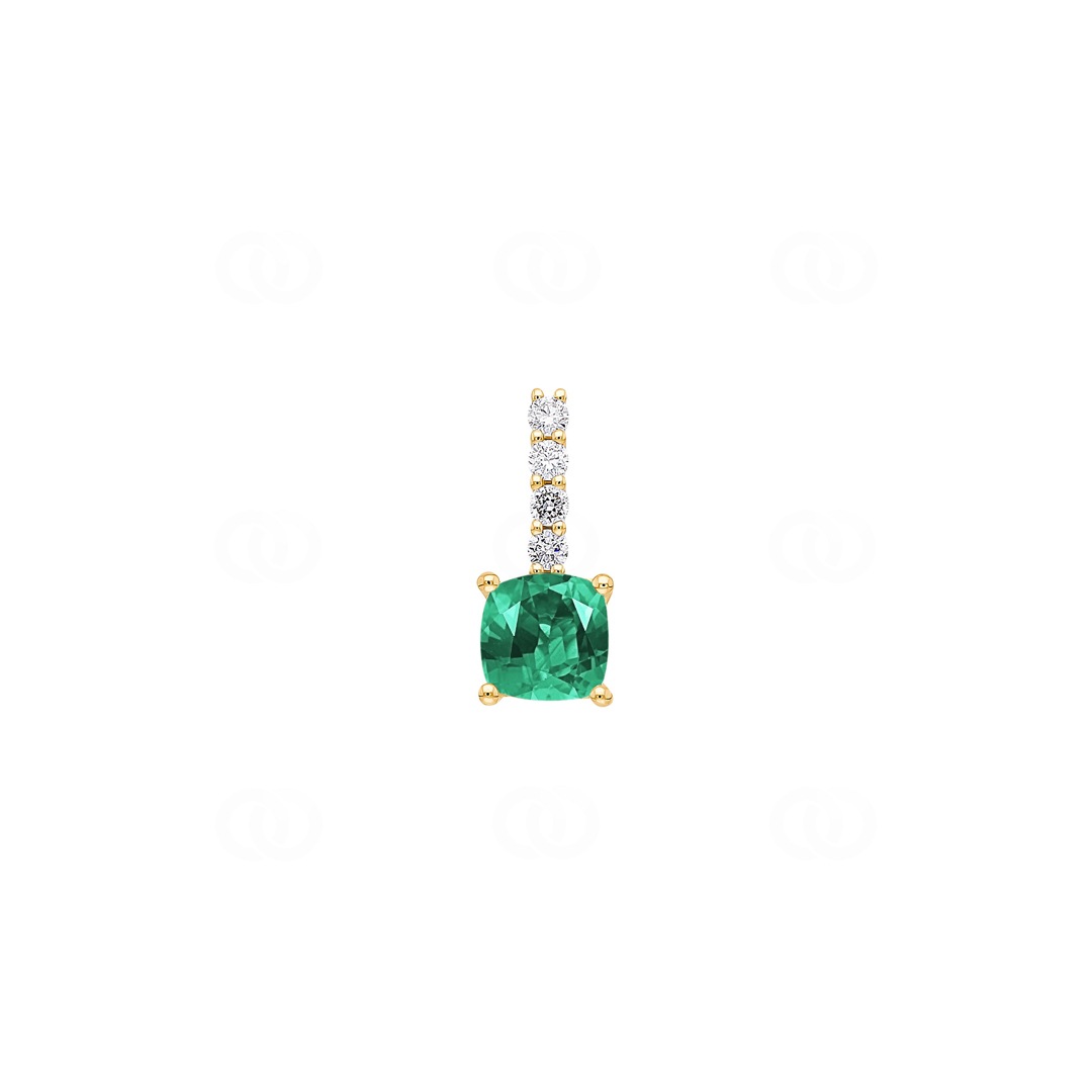 Anhänger 750/18 K Gelbgold mit Smaragd & Diamanten 0.09 ct H/si