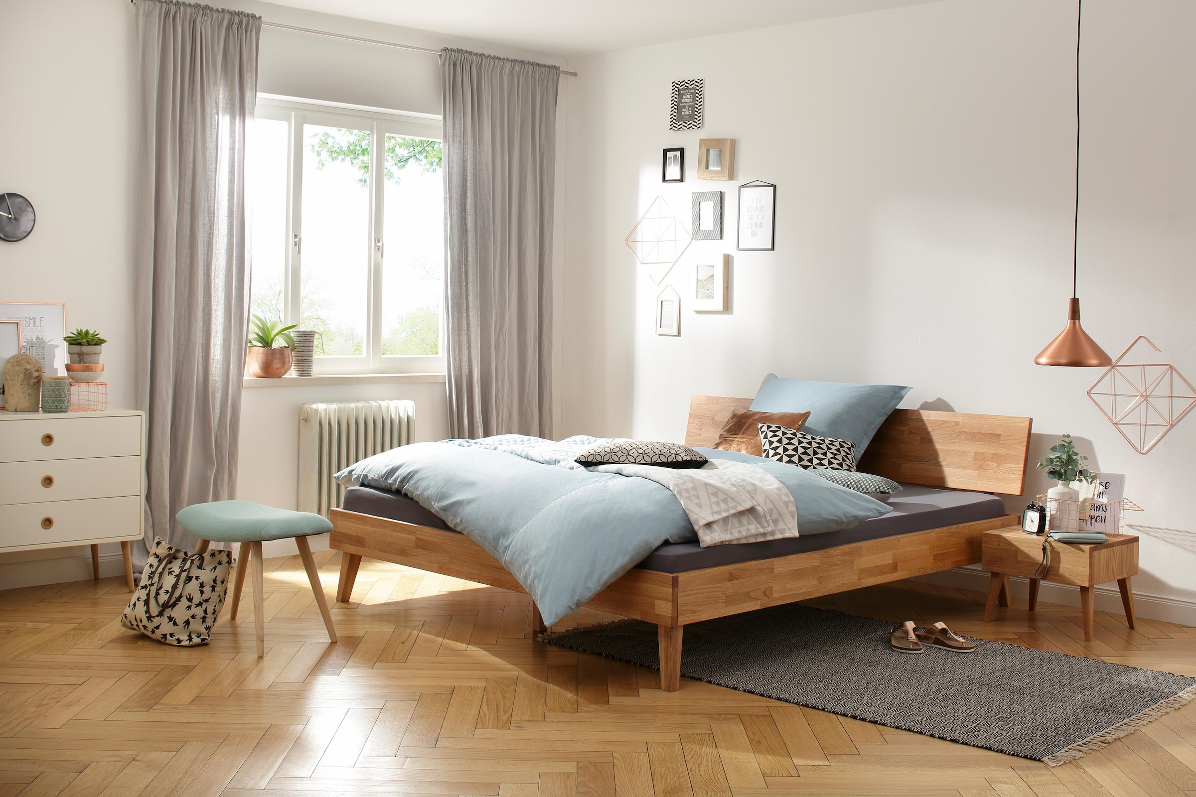 Home affaire Bett »Natali« aus massiver Eiche, in verschiedenen Breiten