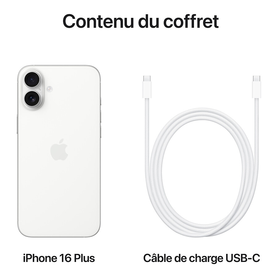 Apple iPhone 16 Plus Blanc - 128 Go · Reconditionné