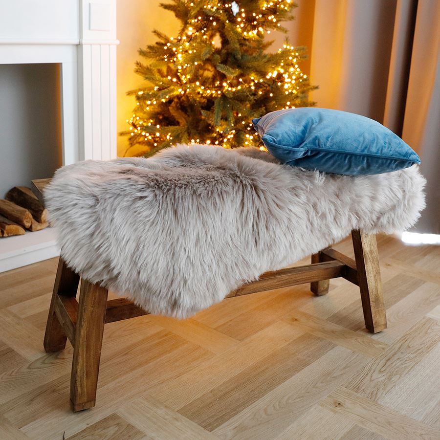 Deko-Kunstfellteppich Schaffell 90x60cm Taupe