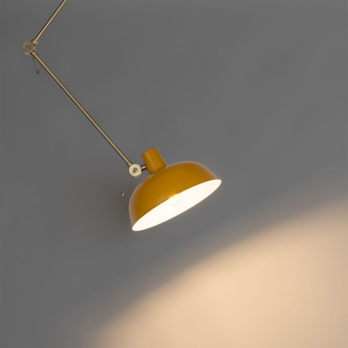 Retro plafondlamp geel met brons - Milou
