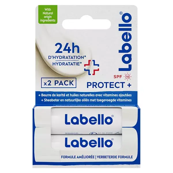 Labello Protetor Labial Hidratante Protect+ Pacote com 2 unidades de 4,8g