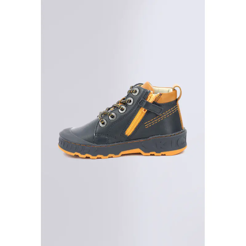KICKDUNDY MARINE ORANGE SNEAKERS HAUTES Cuir Garçon