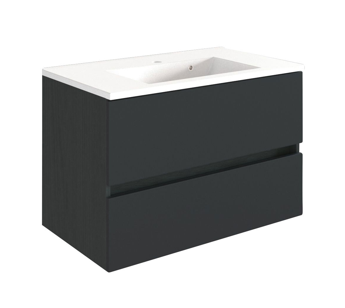 Waschtisch Baabe 80 x 56 cm grau / graphit NB matt