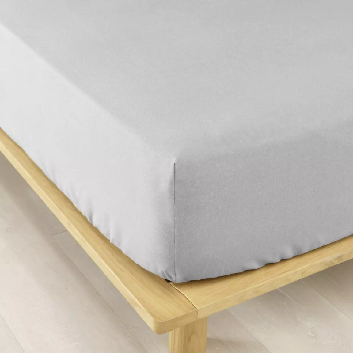 Drap housse flanelle de coton (140 x 190 cm) Théa Gris clair