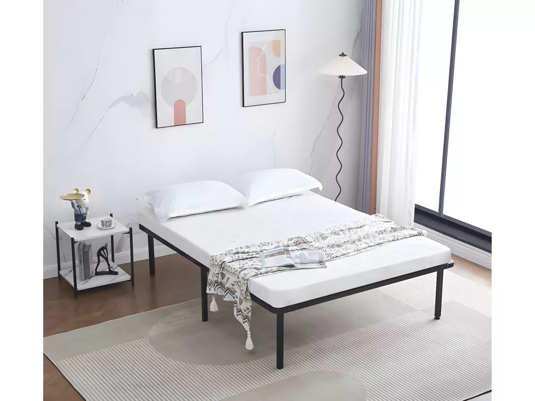 Cadre à lattes + pieds pour matelas 140 x 190 cm - 26 lattes