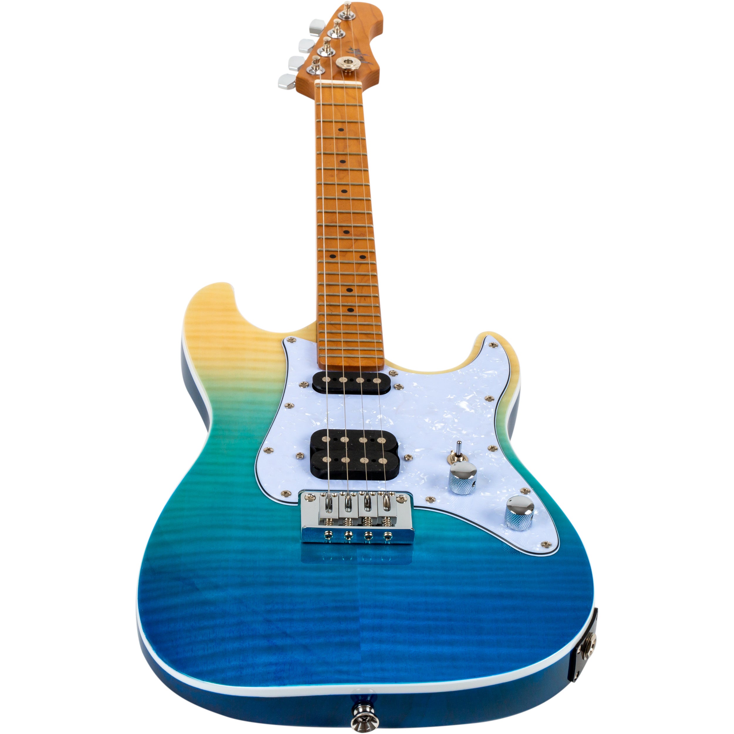 Flight Rock Series Pathfinder Tenor Transparent Blue elektrische solid body ukelele met gigbag