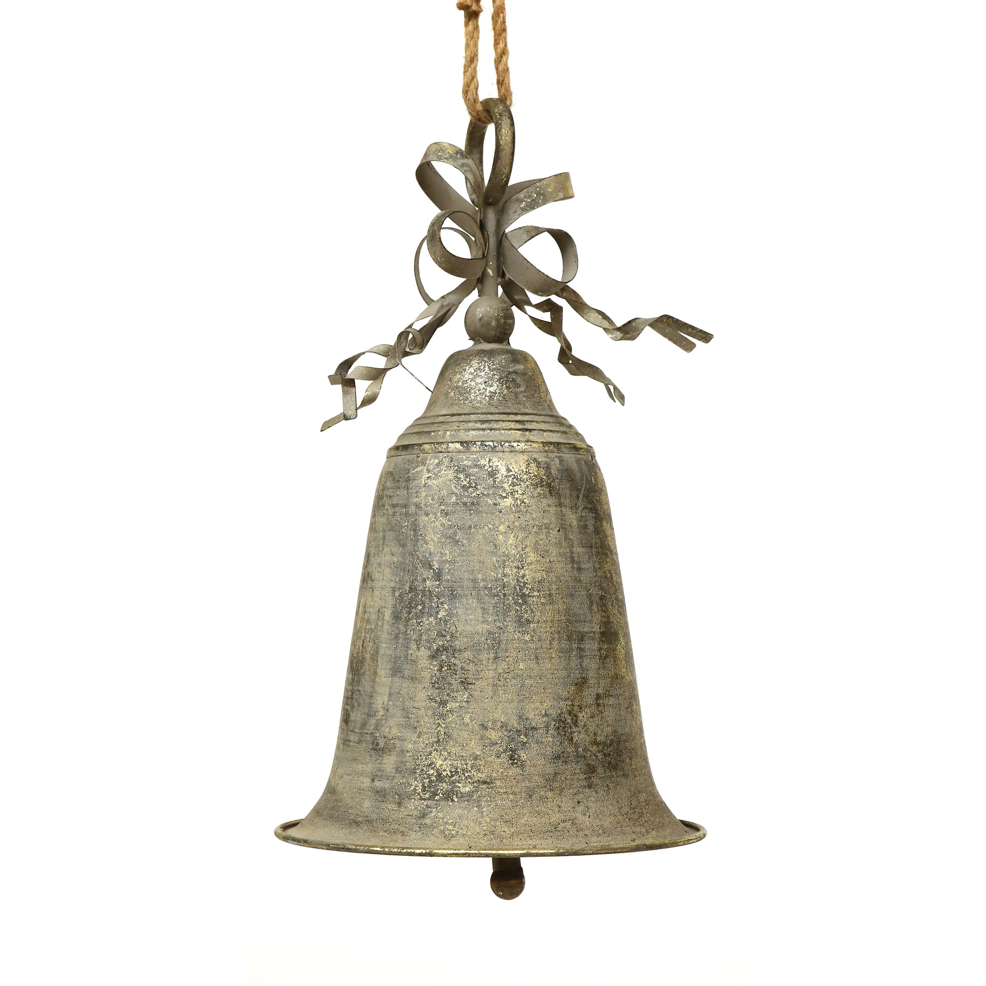 Große Metallglocke 'Melchior', antik silber, H 43 cm, Ø 24 cm von fischer's lagerhaus