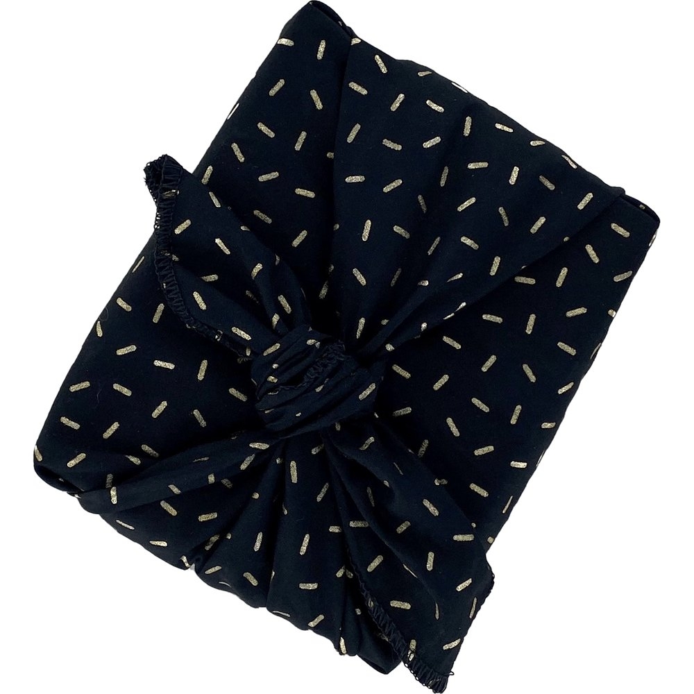 Furoshiki Grand 73 X 73 Cm Paille Dorée Noir