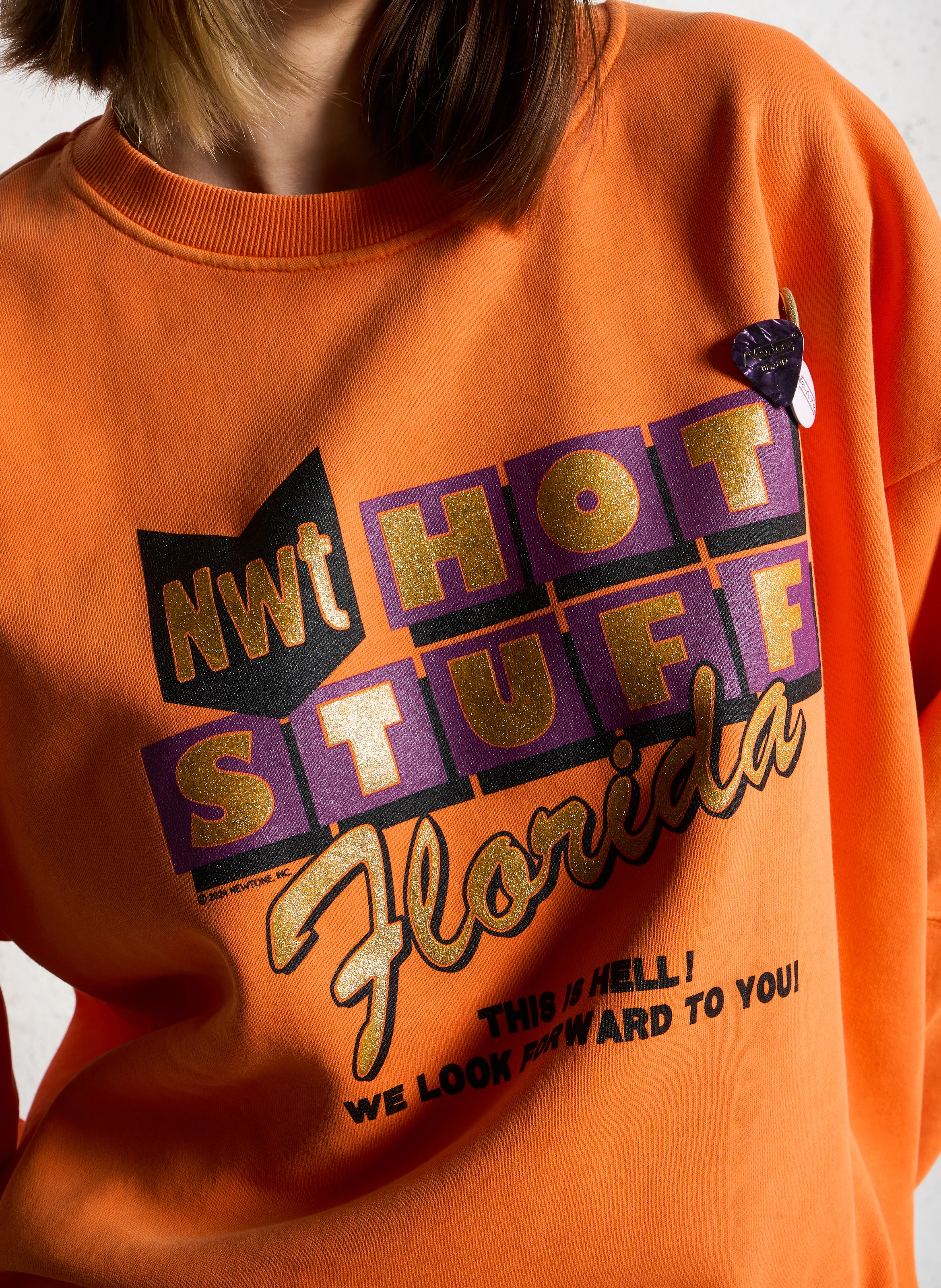 ROLLER STUFF - Sweat ample col rond sérigraphié en coton mélangé | Orange