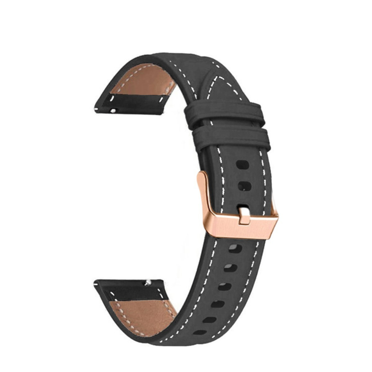 Echtleder Uhrenarmband mit Dornschliesse 18mm (Gelenkumfang: 180-220 mm) - Schwarz / Braun