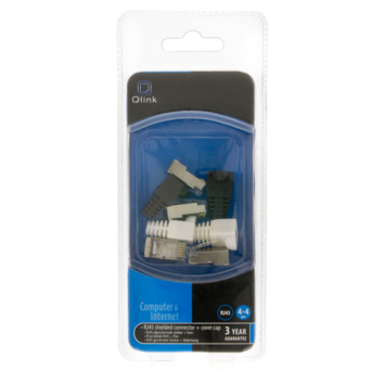 Q-Link UTP connector 4x/kap RJ45 2x zwart wit 8 stuks