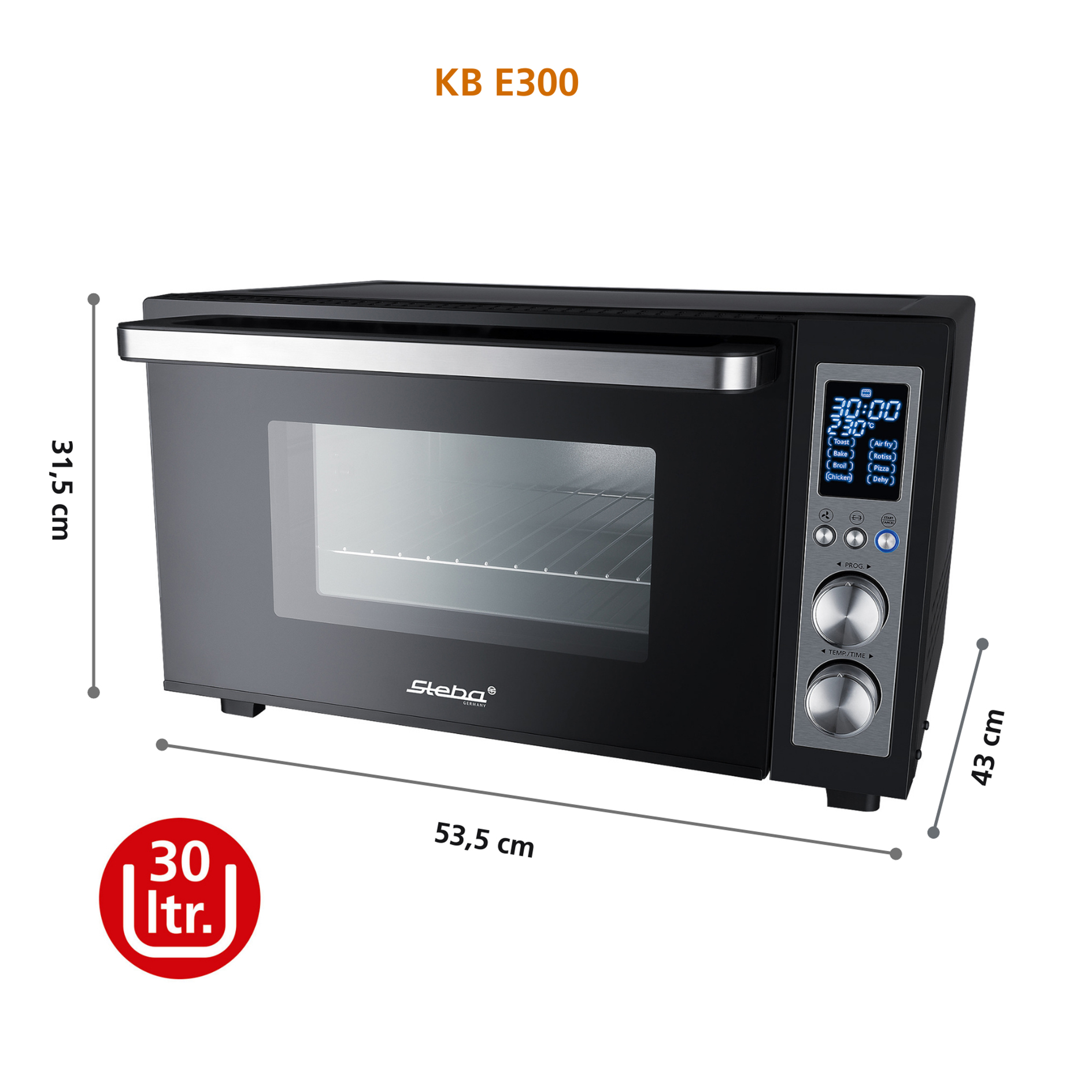 STEBA Digitaler Air Fry Grillbackofen KB E300 - schwarz - 1500 Watt