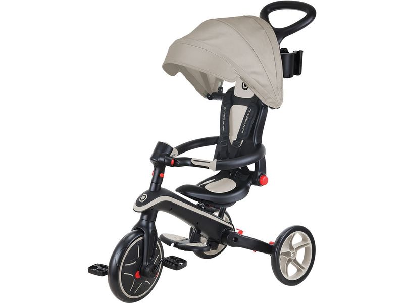 GLOBBER Trike Explorer Foldable 4 in 1, Taupe All-in-One-Baby-Dreirad und Kinder-Laufrad