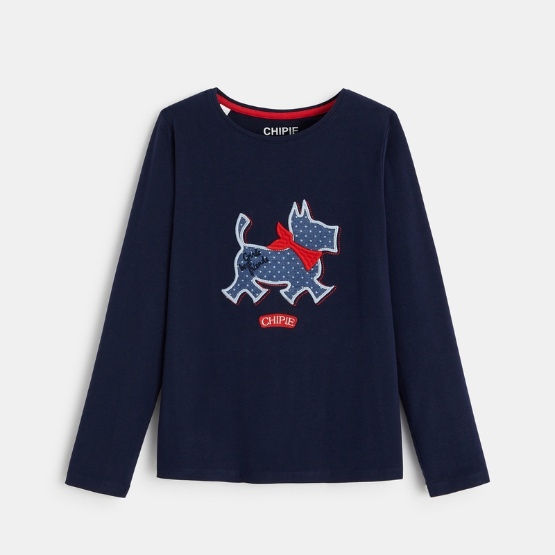 T-shirt scottish brodé Chipie bleu fille