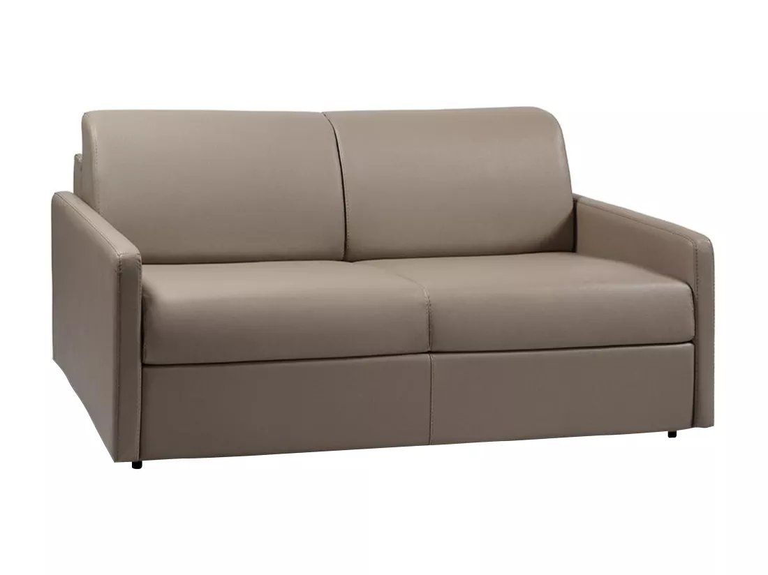 Canapé 3 places convertible express en simili taupe - Couchage 140 cm - Matelas 18 cm CALIFE