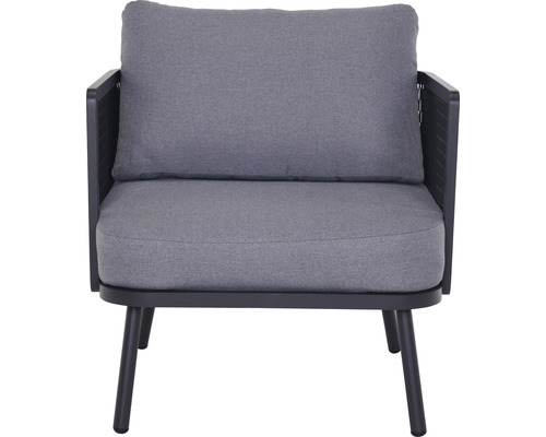 Garden Place 4-zits loungeset bestaande uit: 2 tafels, 2 fauteuils, bank, metaalgrijs