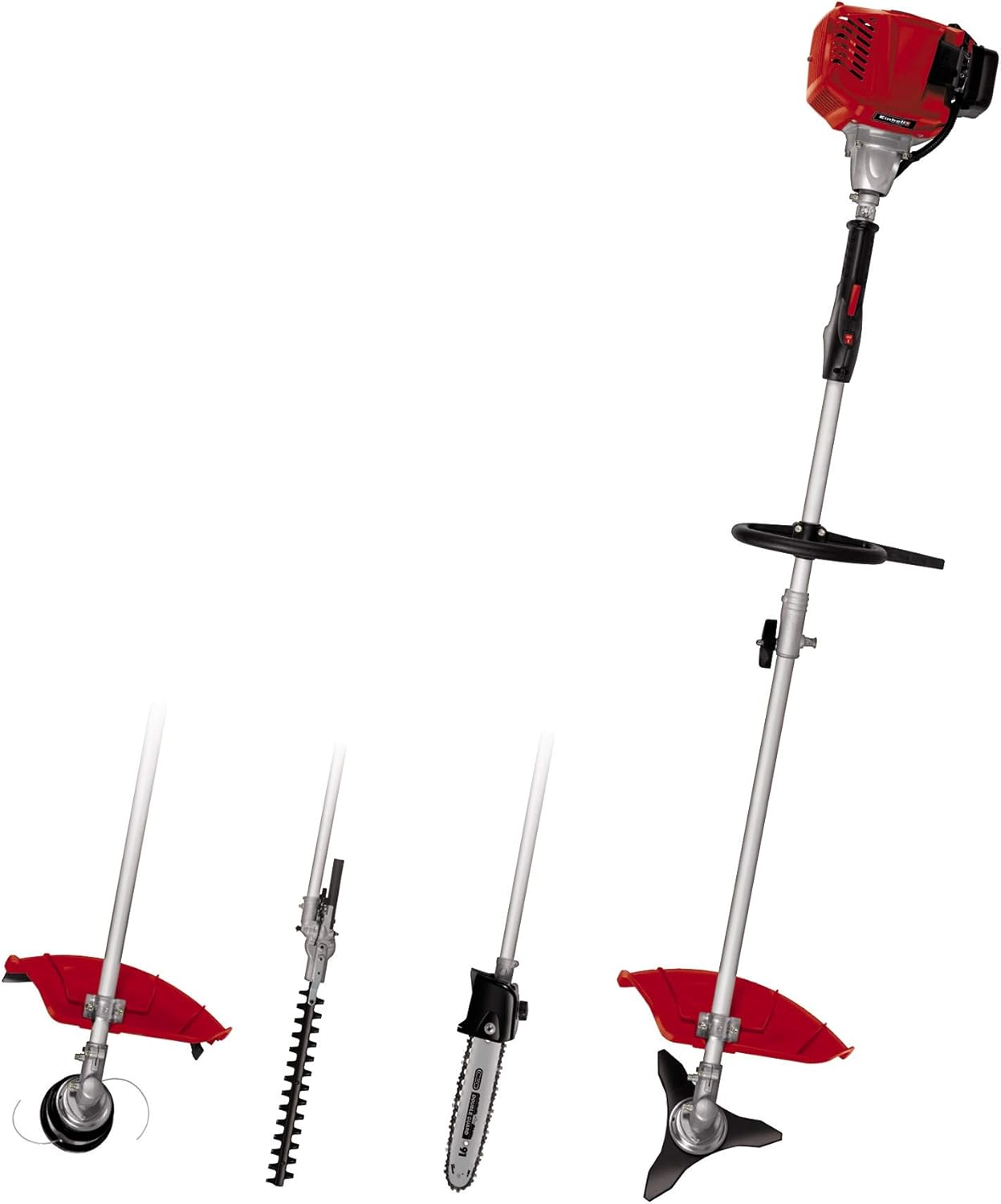 Einhell Benzin-Sense Multitool GC-MM 52 I AS (1,5 KW, max. 9600 U/min, Schnittlänge Sägekette 25,5 cm, Schnittbreite Messer/Faden 25,5 cm/42 cm, Schnittlänge Heckenschere 39,5 cm)