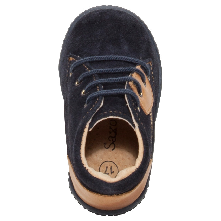 Bottillons en cuir à lacets avec empiècements camel