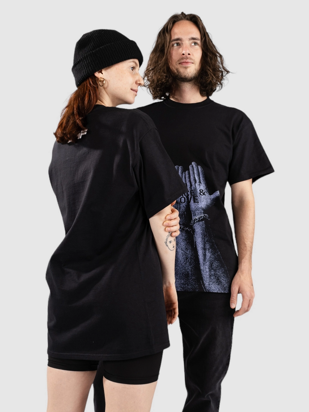 JUST HAVE FUN Peace and Love Hands T-Shirt black