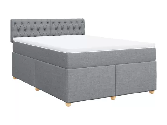 Sommier à lattes de lit avec matelas Gris clair 140x190cm Tissu