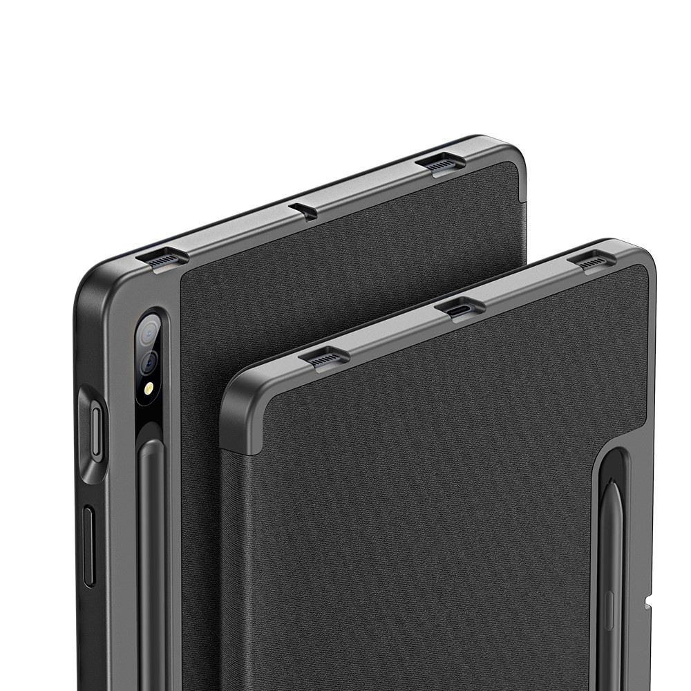 Samsung Galaxy Tab S8 / Tab S7 Tasche Smart Cover Hülle Stoff Design mit S-Pen Halterung - Schwarz