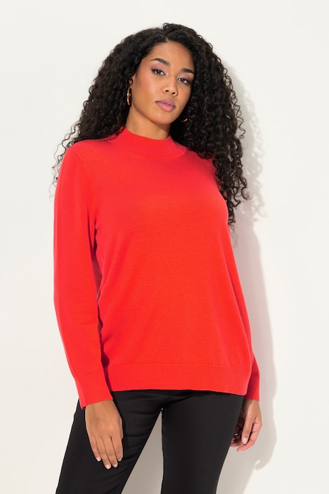 Pullover, edle Schurwoll-Seidenmischung, Stehkragen, Langarm