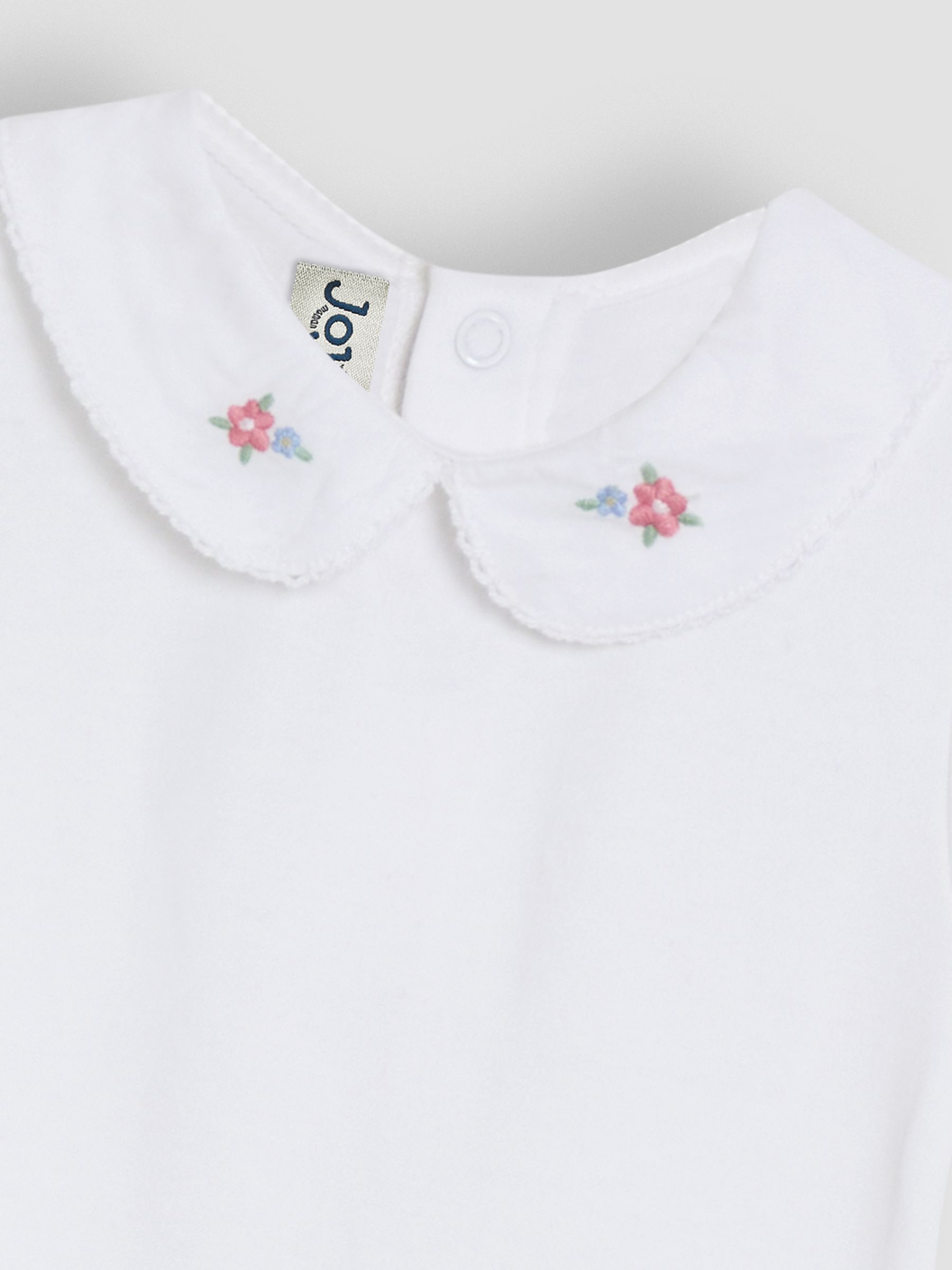 JoJo Maman Bébé Floral Print Embroidered Peter Pan Collar Body