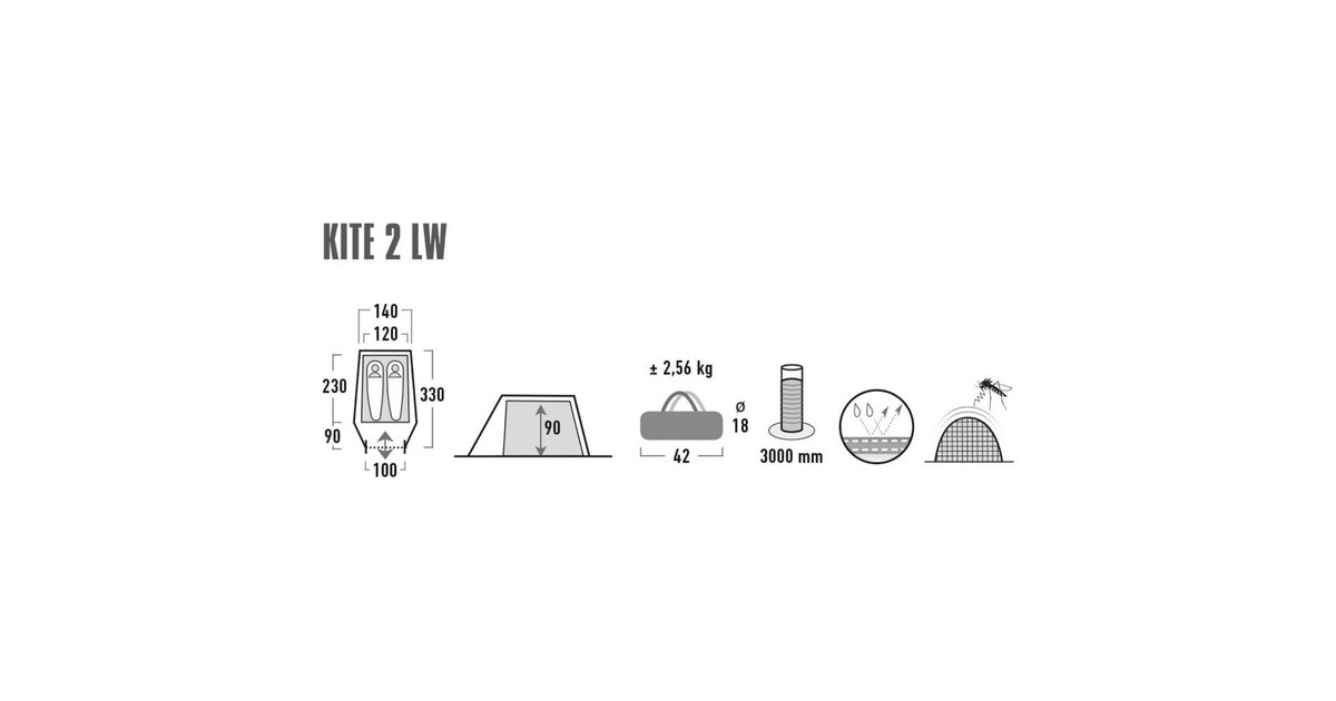 High PeakKite 2 LW tent  (Groen/rood)