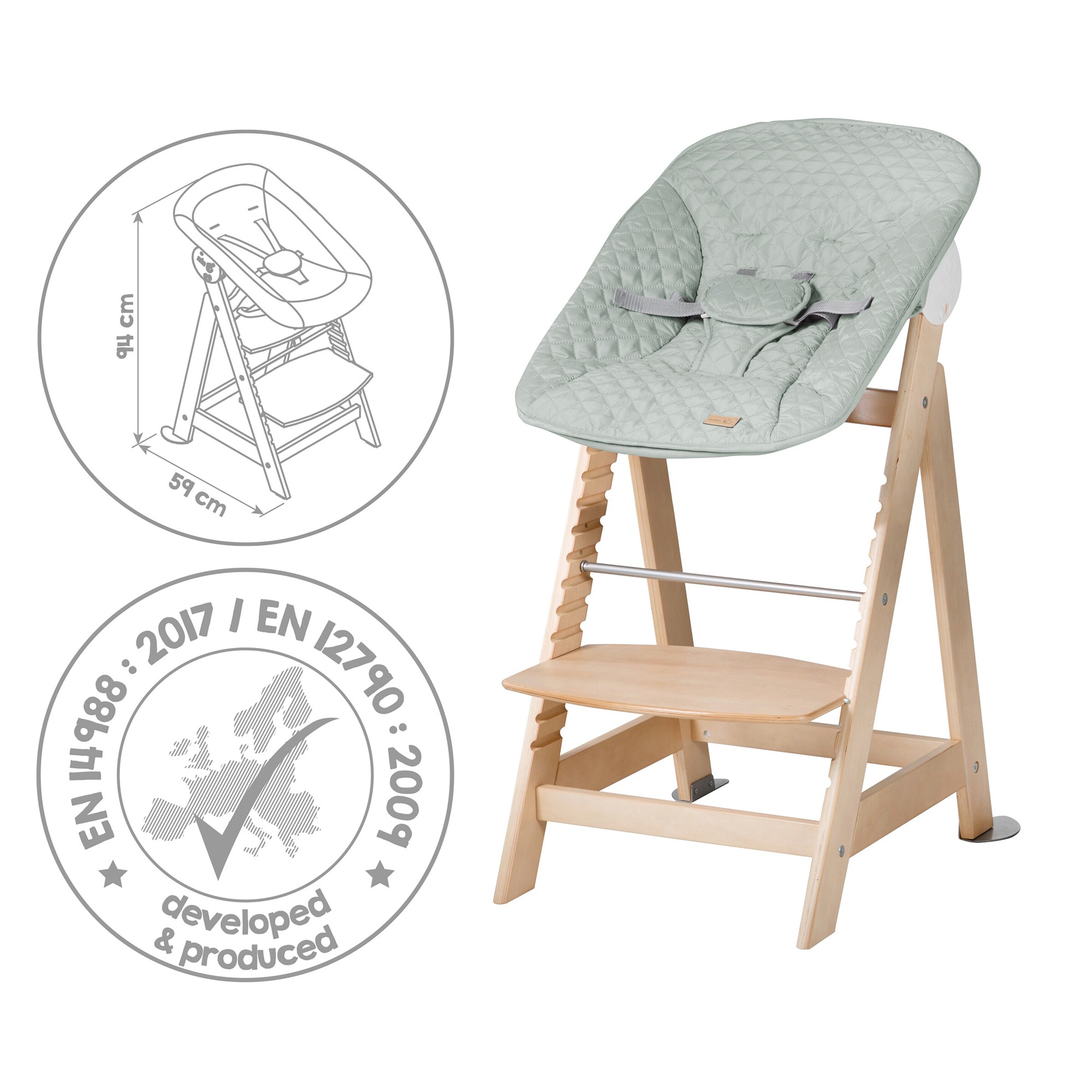 roba Treppenhochstuhl, Set 2in1 roba Style Frosty green Born Up