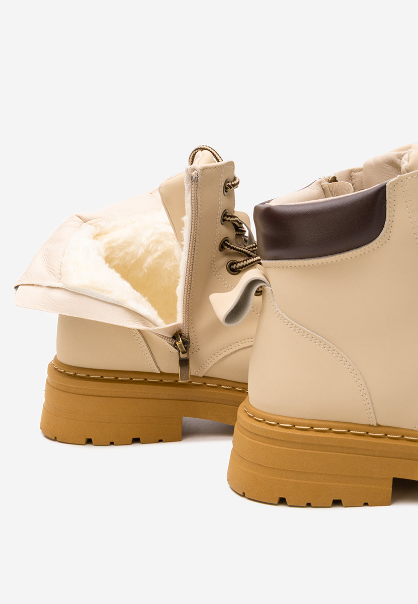 Bottines à lacets femme beige Snuvina