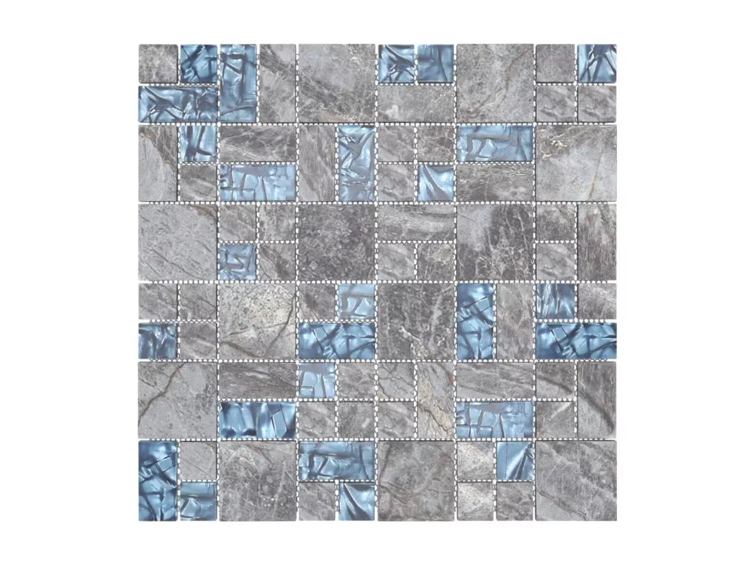 Prolenta Premium - Carreaux mosaïque 22 pcs Gris et bleu 30x30 cm Verre