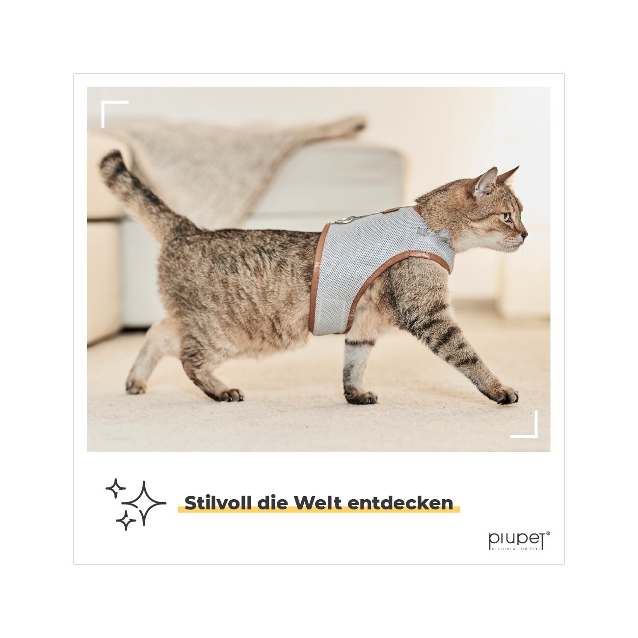 PIUPET Katzengeschirr Fritz grau S