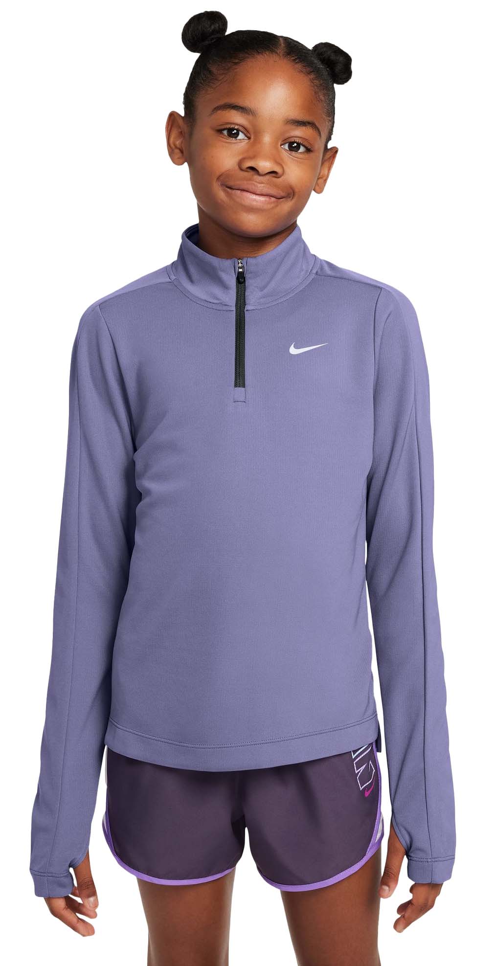 Dri-FIT Long Sleeve Half Zip Jente 527/Dusty Amethyst/White