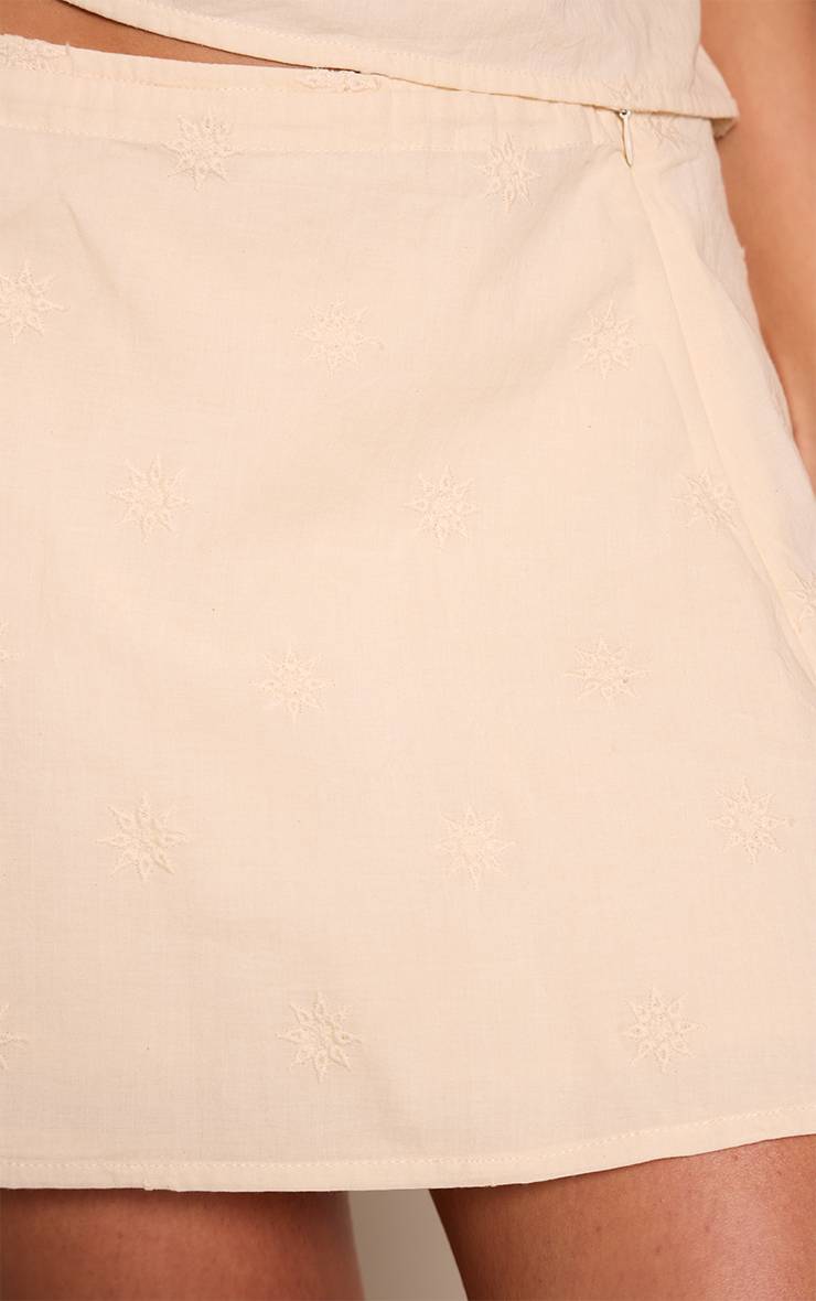 Citron Ensemble Coordonné Jupe Portefeuille Broderie Florale
