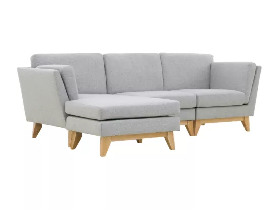 Canapé d'angle réversible 4 places en tissu gris clair Norden