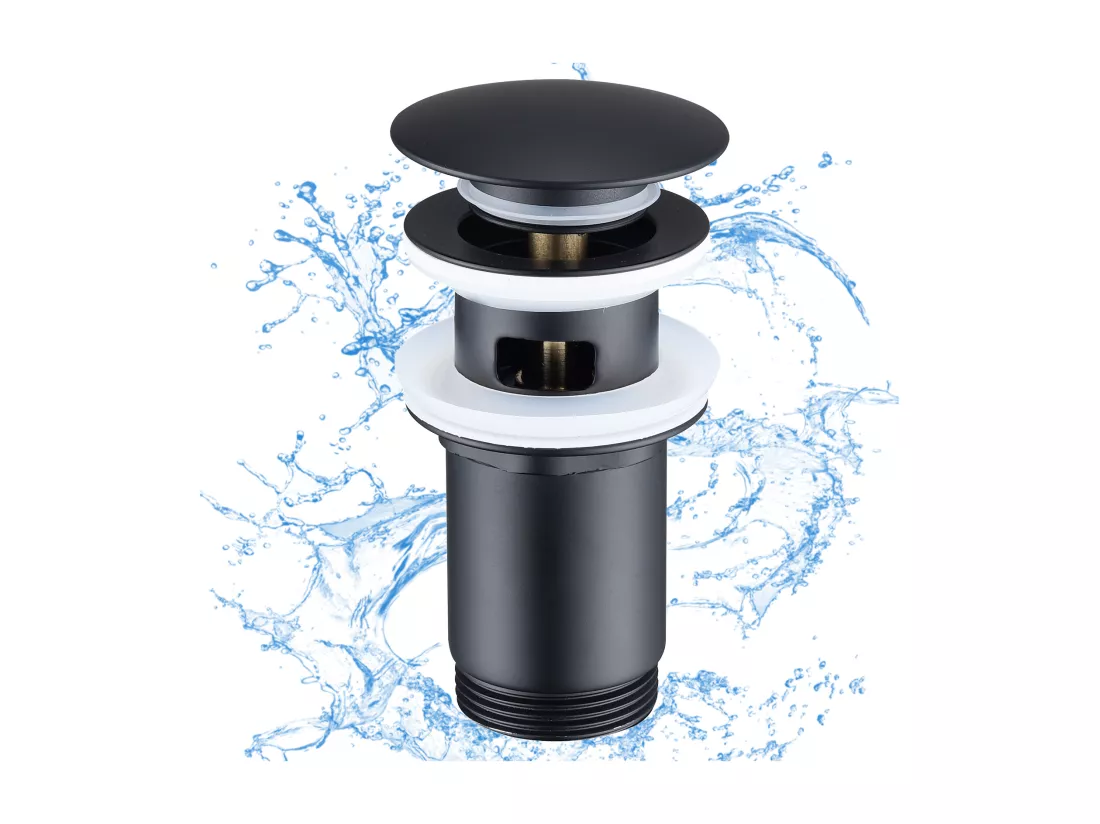 Bonde de Lavabo Bonde Pop-up avec Trop-plein Automatique Universelle Vidage pour Vasque et Lavabo Équipé Panier-filtre Noir G1-1-4