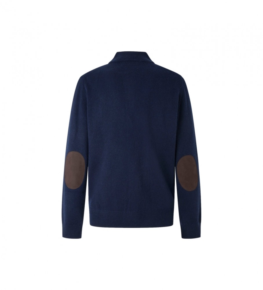 Casaco Hackett Jersey Lambswool Fzip azul marinho