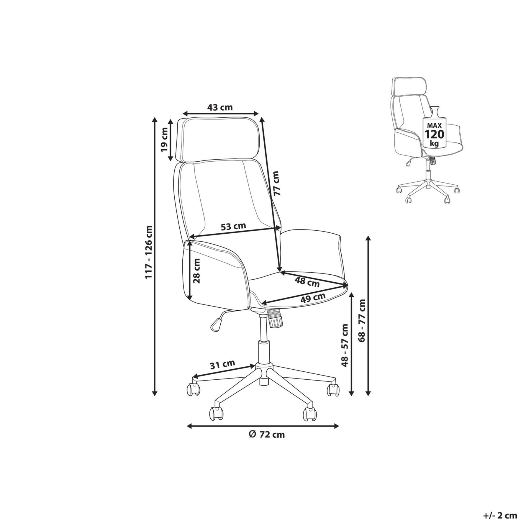 Beliani - PILOT - Bureaustoel - Beige - Polyester