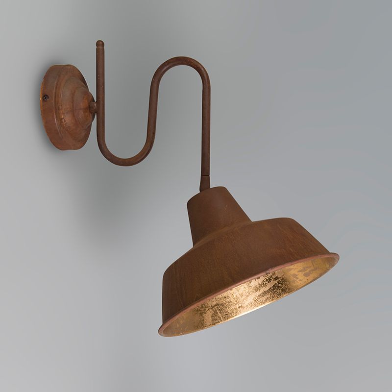Set van 2 wandlampen roest met gouden binnenkant - Factory