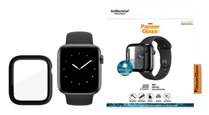 PanzerGlass - Skærmbeskyttelse Full Body Apple watch 4 - 5 - 6 - SE 44mm - Sort