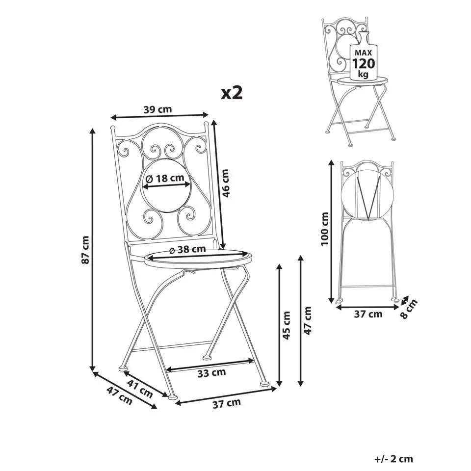 AGGIUS - Set van 2 tuinstoelen - Zwart - IJzer