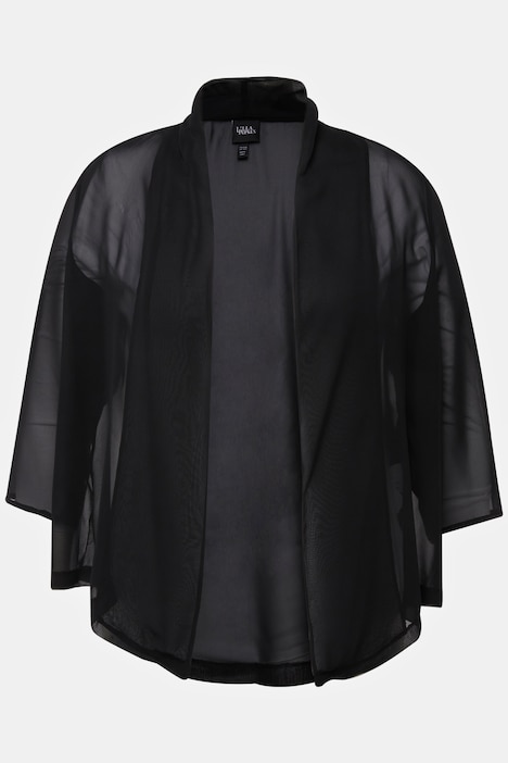 Chiffonjacke, Oversized, Schalkragen, 3/4-Arm
