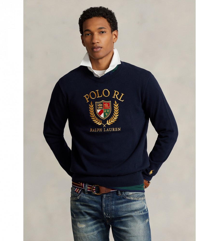 Camisa de algodão Ralph Lauren com logotipo e brasão náutico.