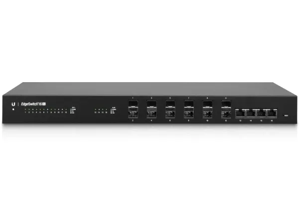 Ubiquiti EdgeSwitch ES-16-XG - Switch - L3 - Administreret - 12 x 10 Gigabit SFP    4 x 10 Gigabit Ethernet - monterbar på stativ - AC 120/230 V / DC 16 - 25 V