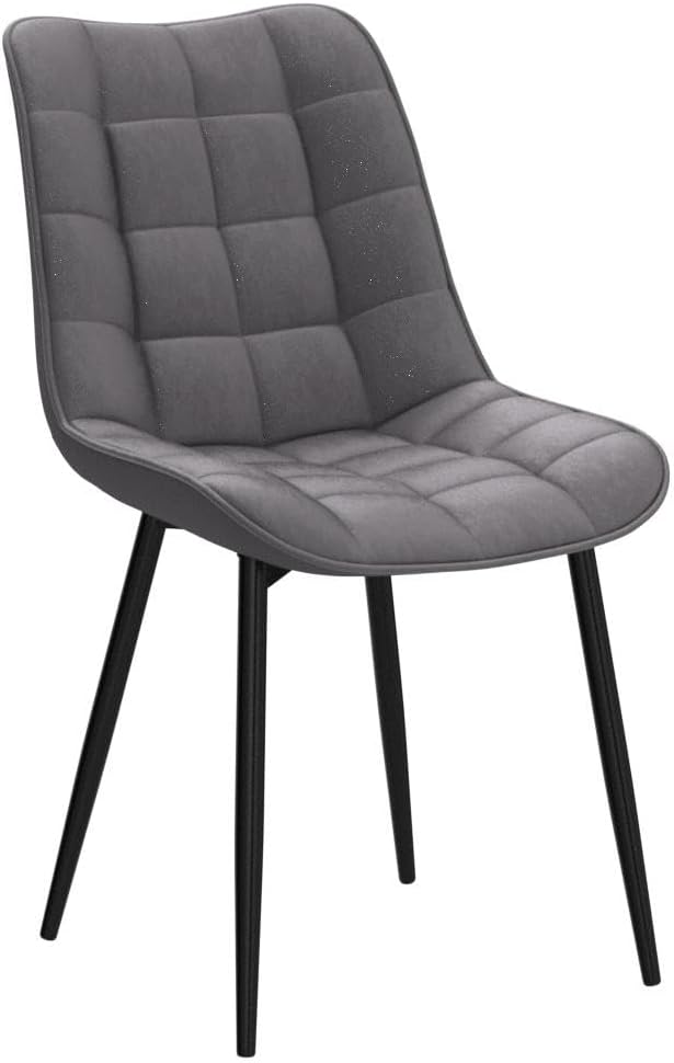 WOLTU Esszimmerstühle 6er Set, für Wohnzimmer Küche Esszimmer, Küchenstühle gepolstert mit Rückenlehne, Sitzfläche aus Samt, mit Metallbeinen, bis 150 kg belastbar,Dunkelgrau